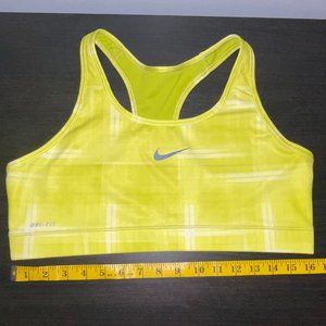 Nike Dri-Fit Sports Bra Green Yellow Plaid